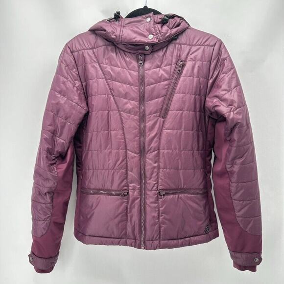 Oiselle Katron Insulated Jacket Size XS Full Zip Burgundy Hooded Outdoor Running - Picture 1 of 11